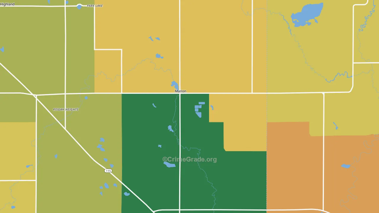 Marion, MI Map of Theft Rates