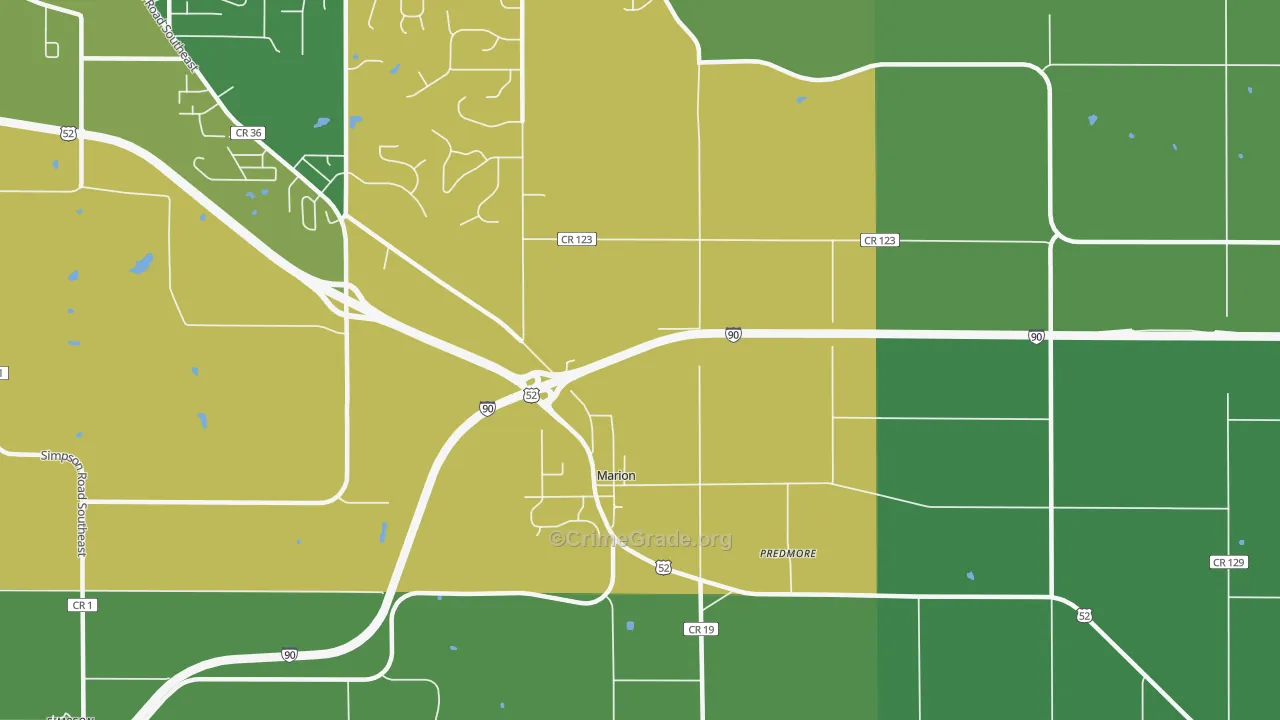 Marion, MN Map of Theft Rates