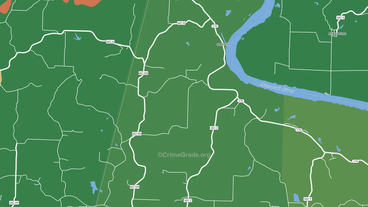 Marion, MO Map of Theft Rates