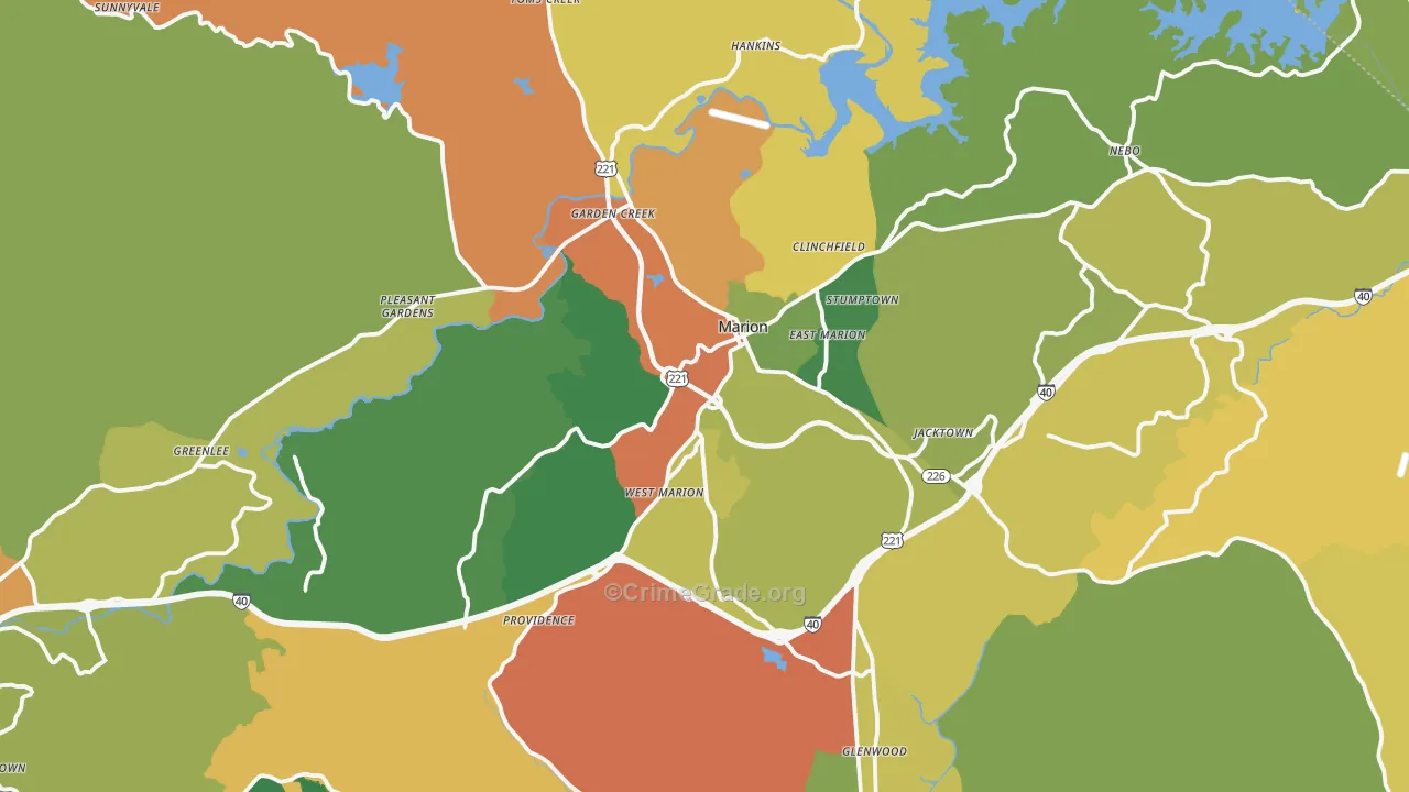 Marion, NC Map of Theft Rates