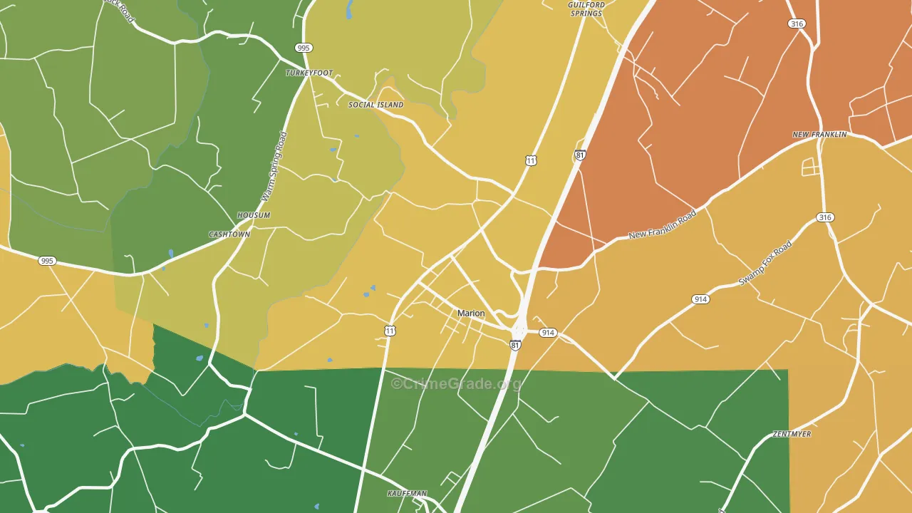 Marion, PA Map of Theft Rates