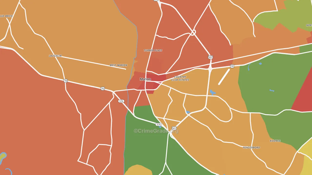 Marion, SC Map of Theft Rates