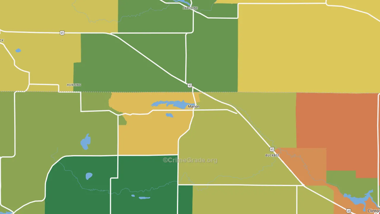 Marion, WI Map of Theft Rates