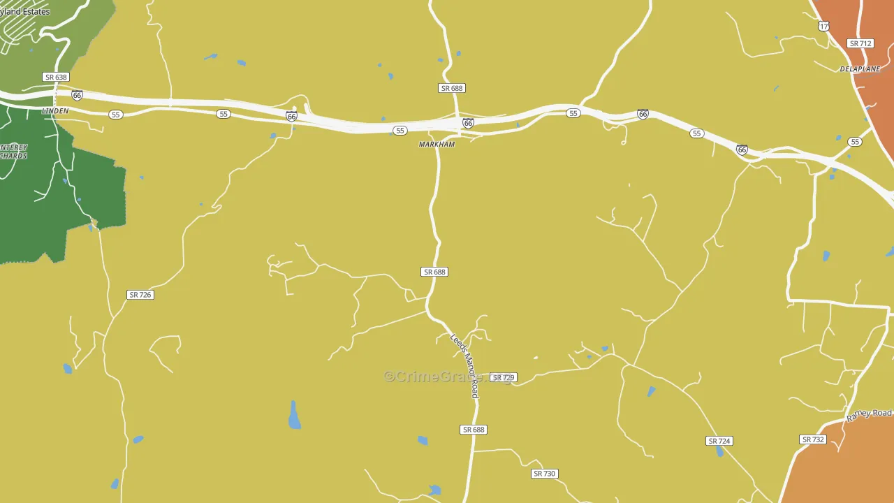 Markham, VA Map of Theft Rates
