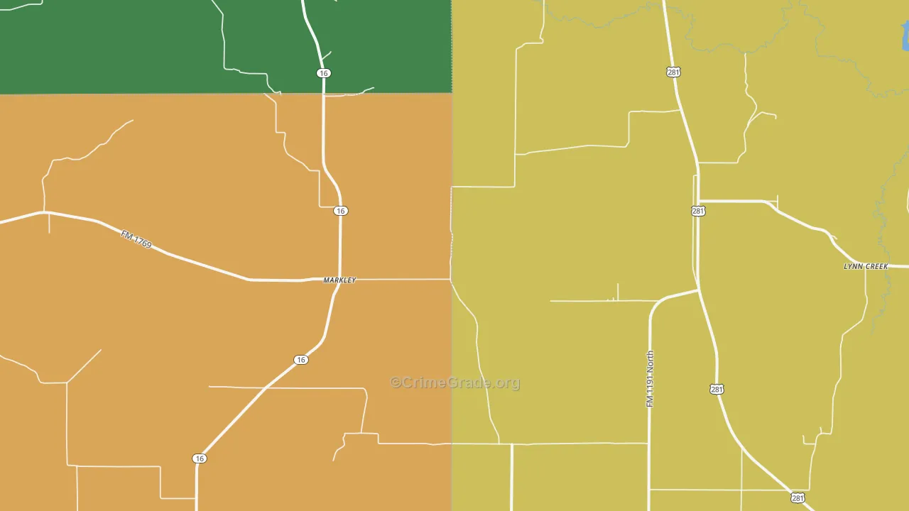Markley, TX Map of Theft Rates