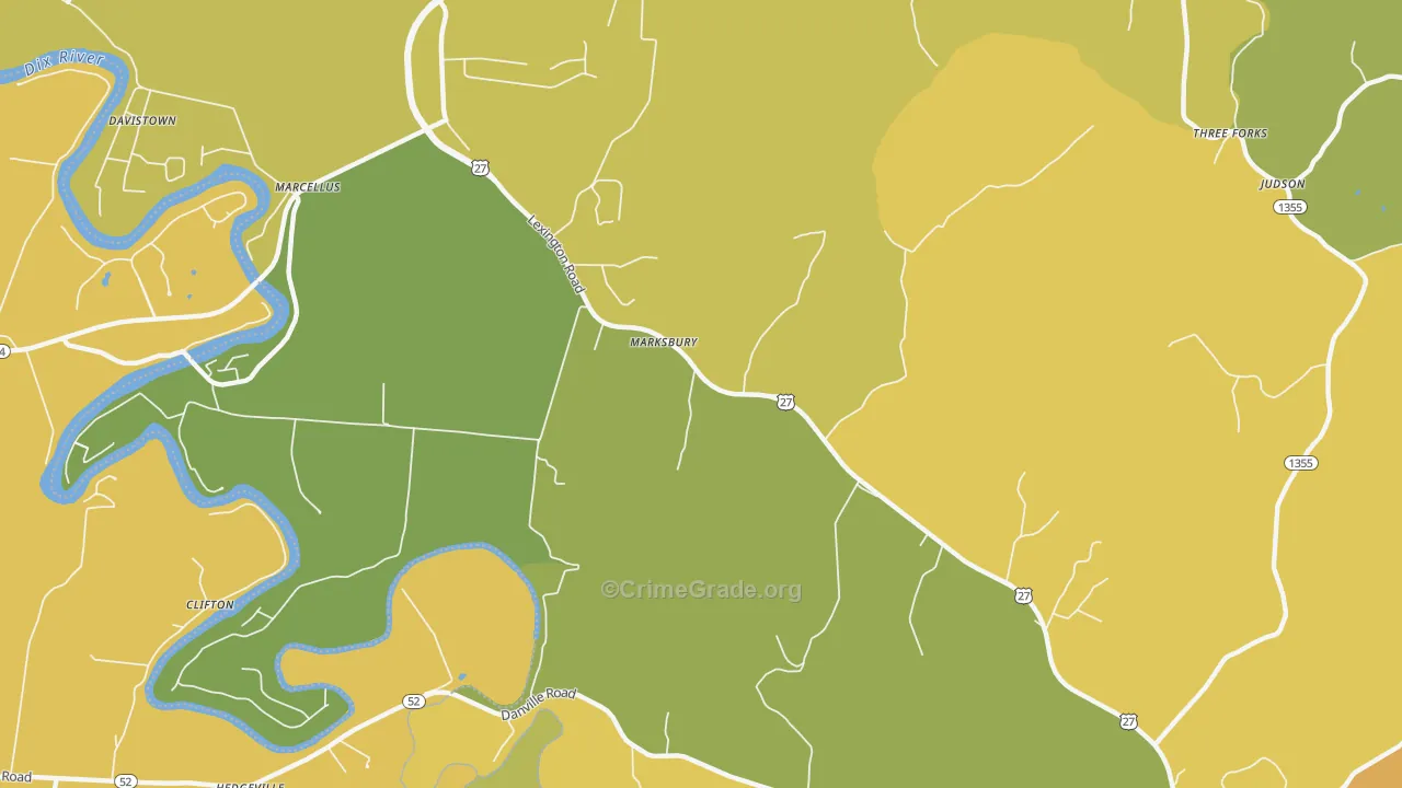 Marksbury, KY Map of Theft Rates