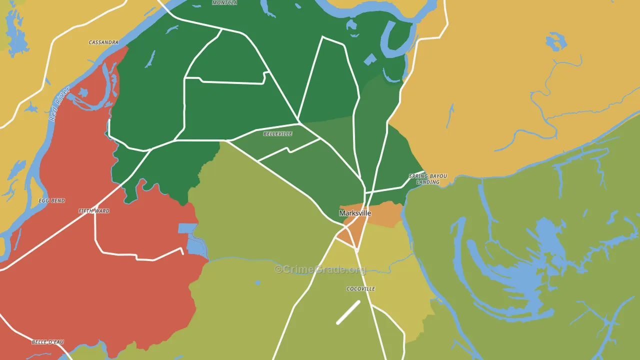 Marksville, LA Map of Theft Rates