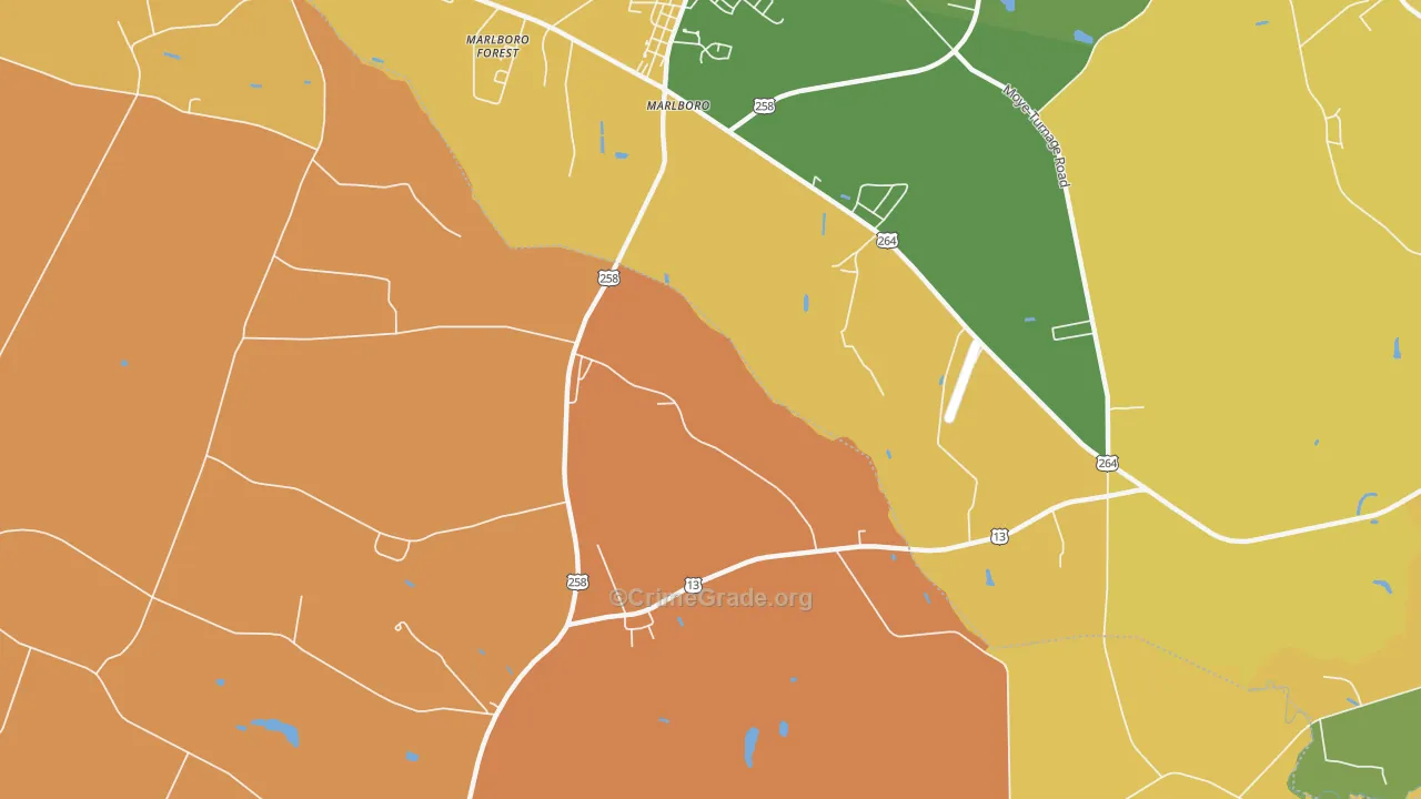 Marlboro, NC Map of Theft Rates