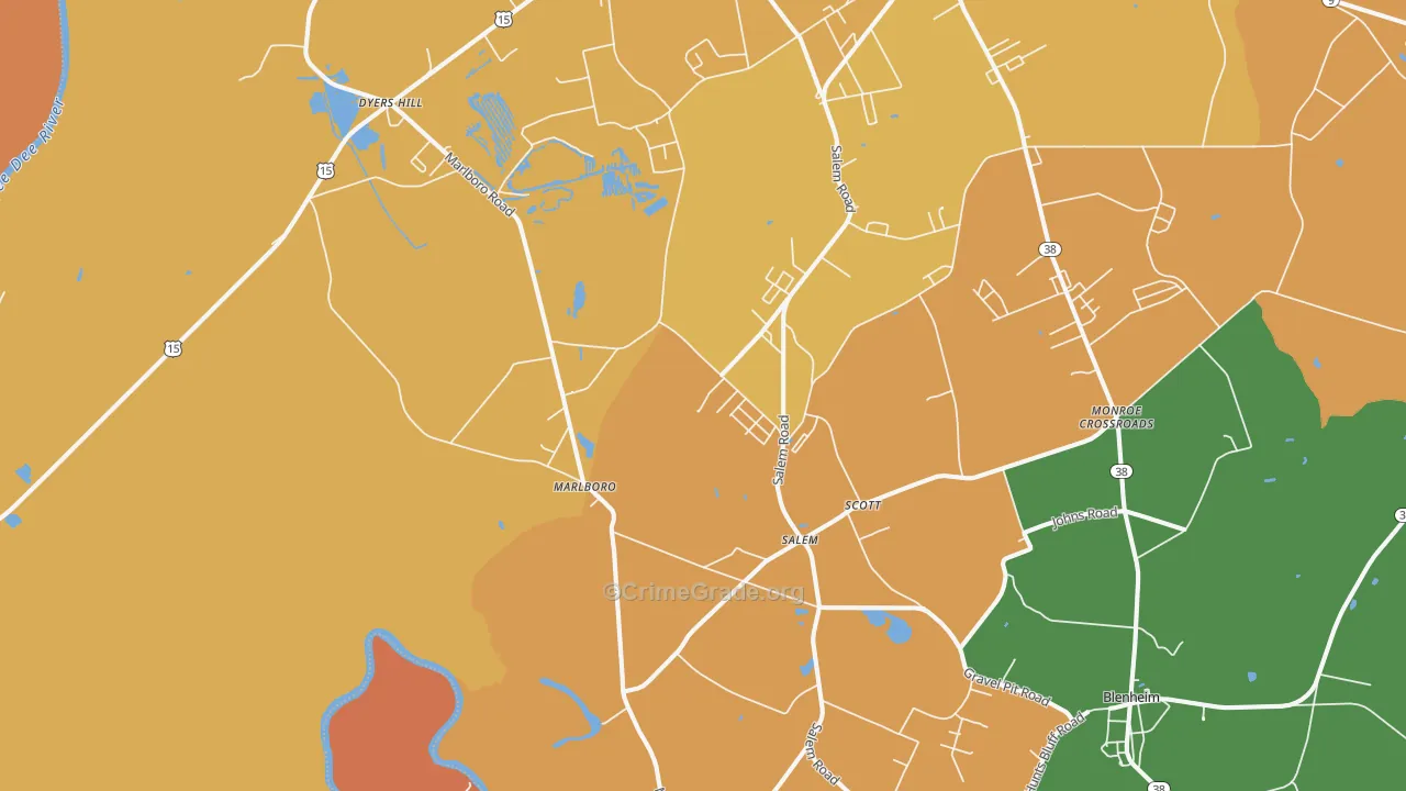 Marlboro, SC Map of Theft Rates
