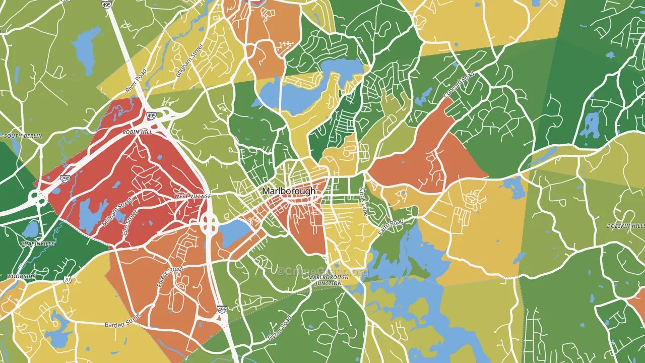 Marlborough, MA Map of Theft Rates