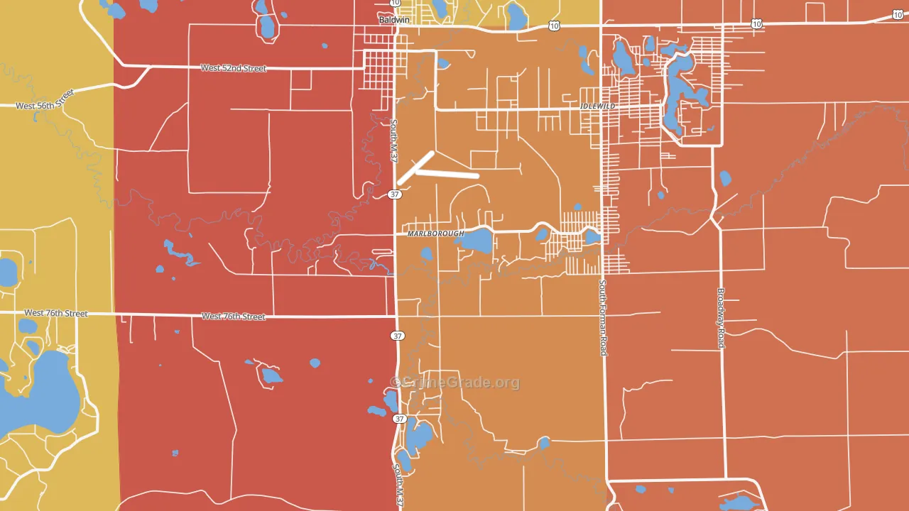 Marlborough, MI Map of Theft Rates