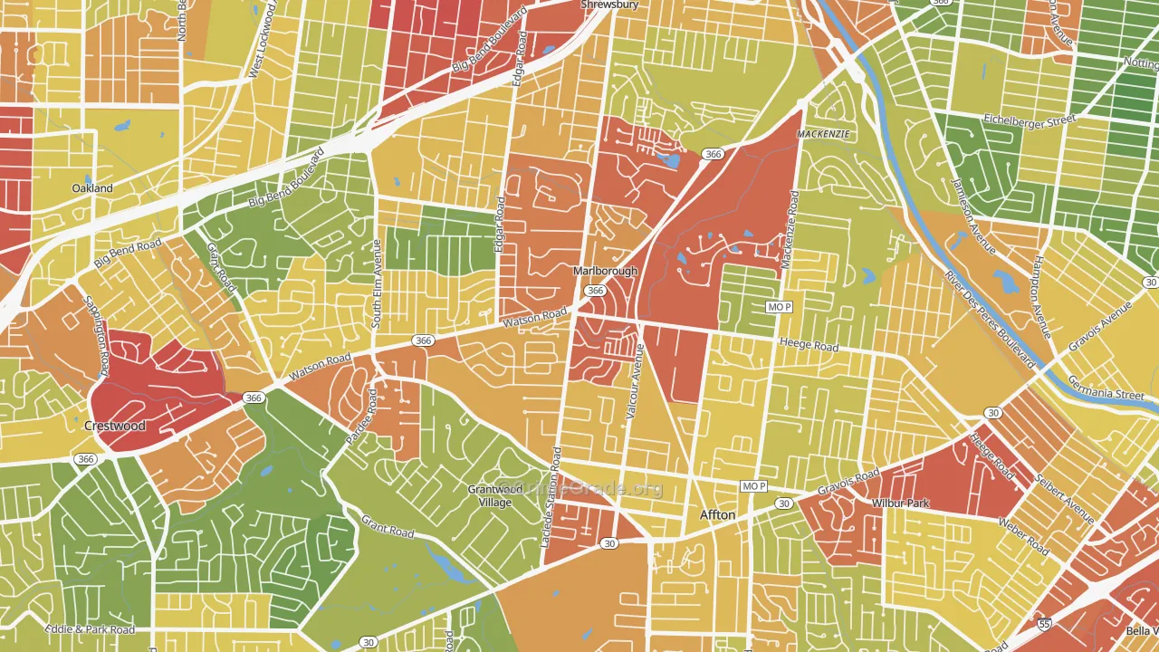 Marlborough, MO Map of Theft Rates