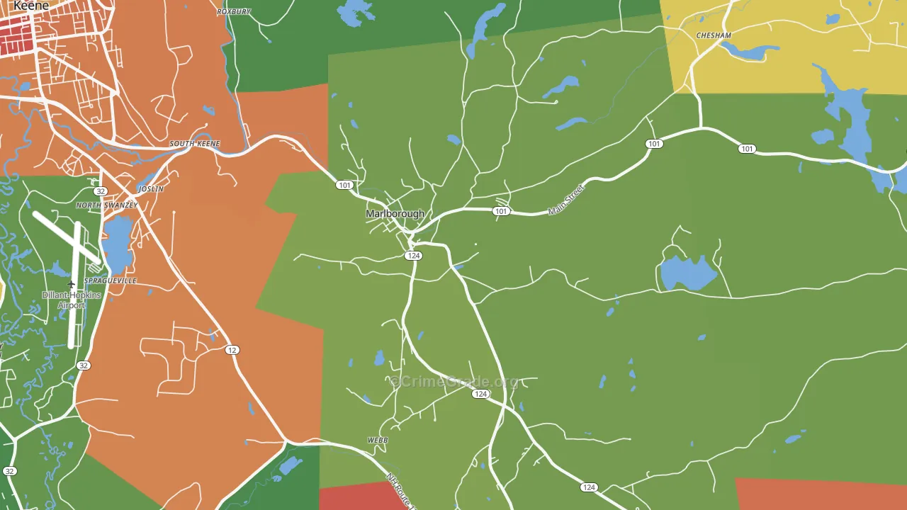 Marlborough, NH Map of Theft Rates