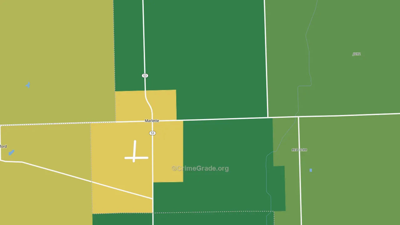 Marlette, MI Map of Theft Rates