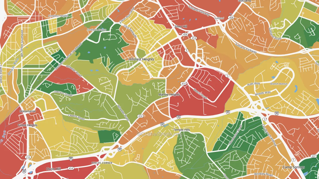 Marlow Heights, MD Map of Theft Rates