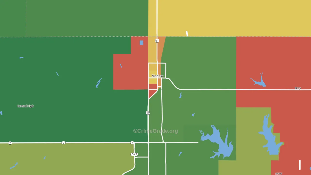 Marlow, OK Map of Theft Rates