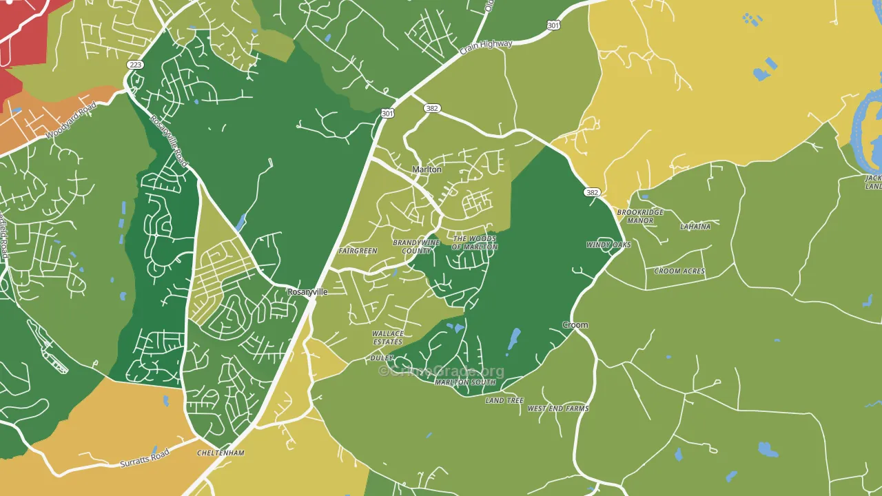 Marlton, MD Map of Theft Rates