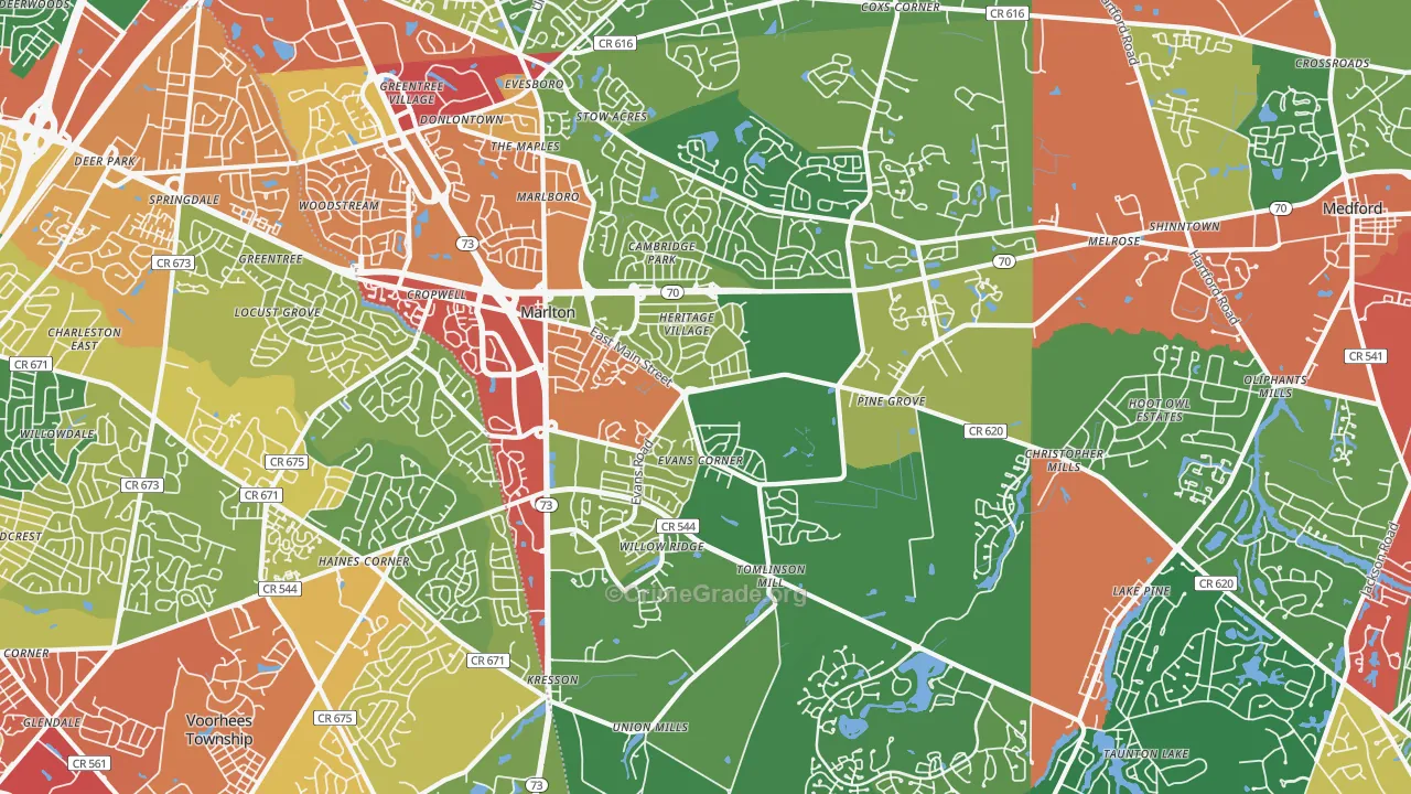 Marlton, NJ Map of Theft Rates