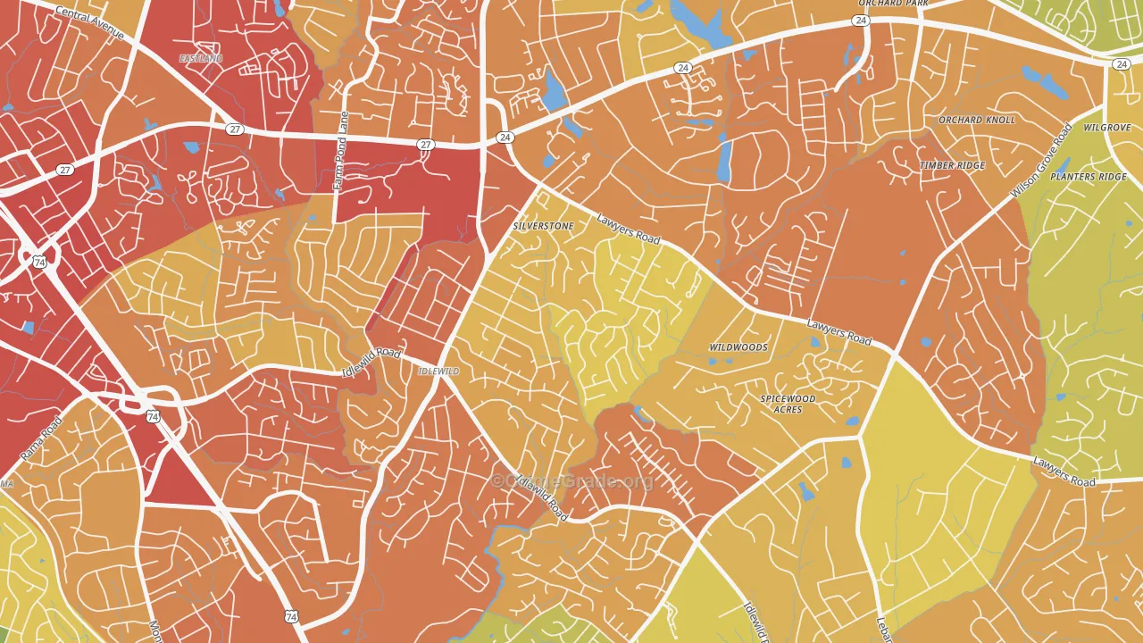 Marlwood, Charlotte, NC Map of Theft Rates