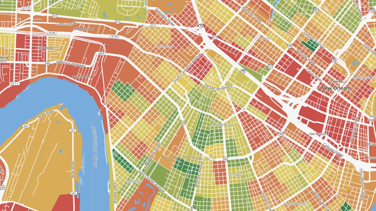 Marlyville, New Orleans, LA Map of Theft Rates