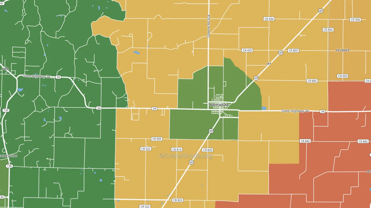 Marmaduke, AR Map of Theft Rates