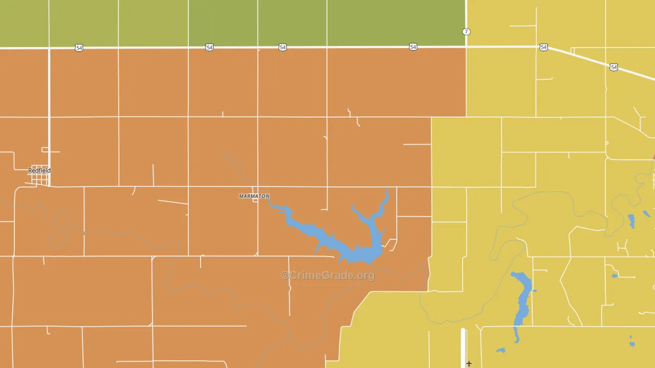 Marmaton, KS Map of Theft Rates