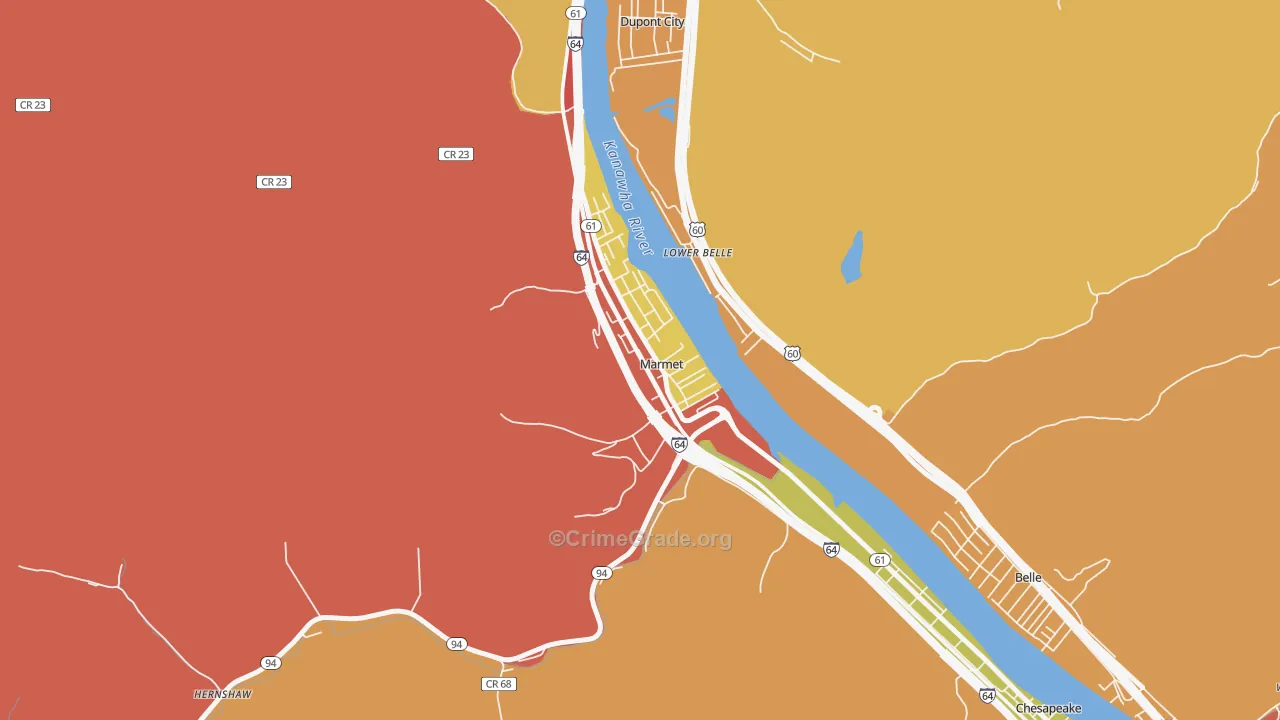 Marmet, WV Map of Theft Rates