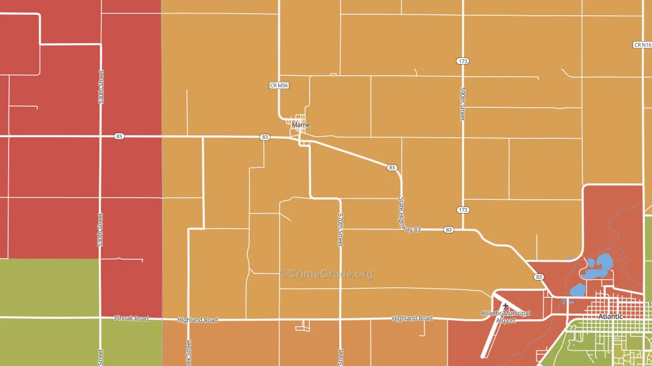 Marne, IA Map of Theft Rates