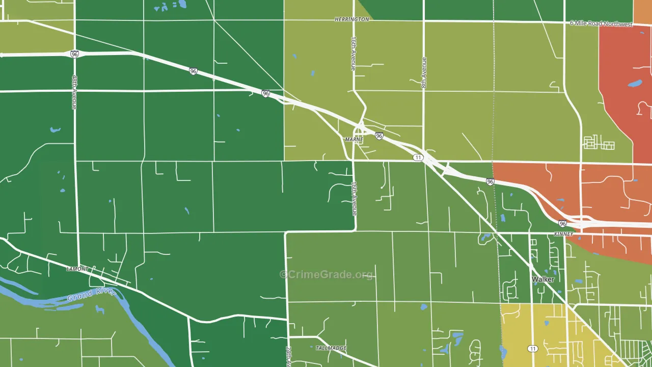 Marne, MI Map of Theft Rates