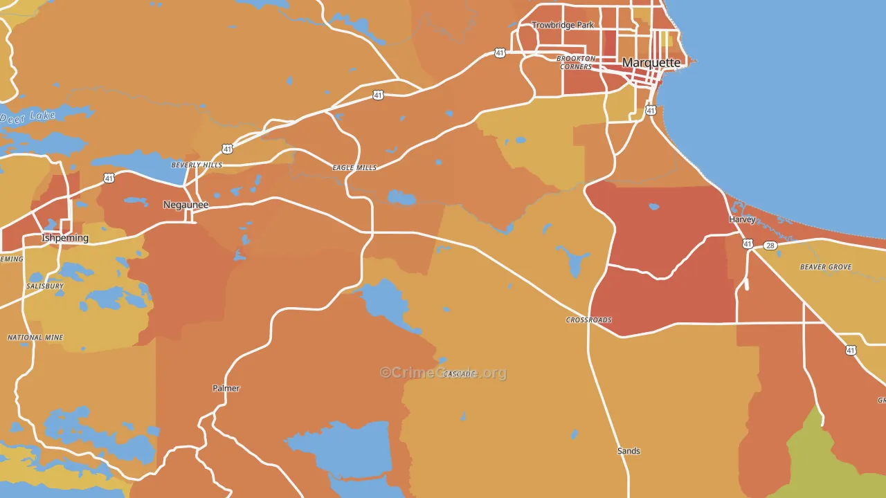 Marquette County, MI Map of Theft Rates
