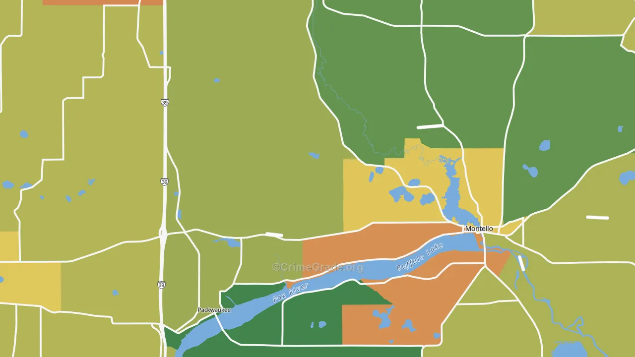 Marquette County, WI Map of Theft Rates