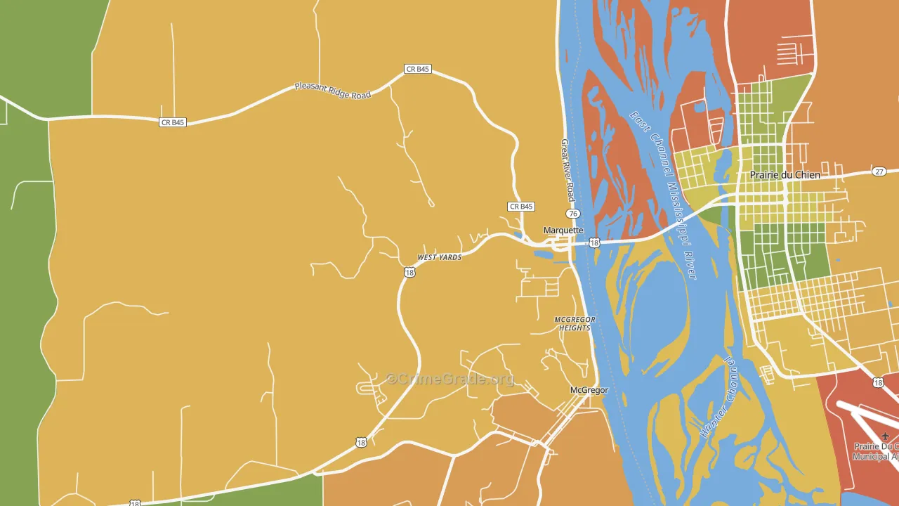 Marquette, IA Map of Theft Rates
