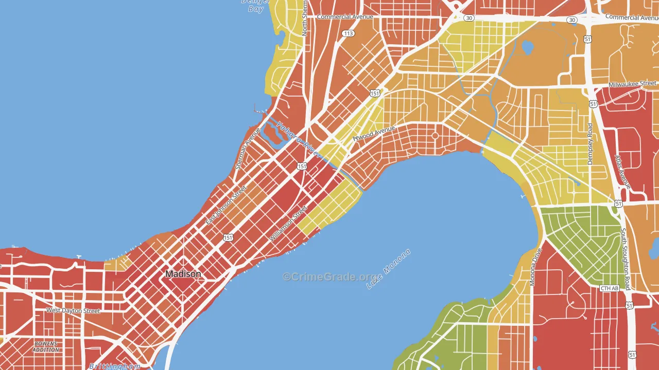 Marquette, Madison, WI Map of Theft Rates