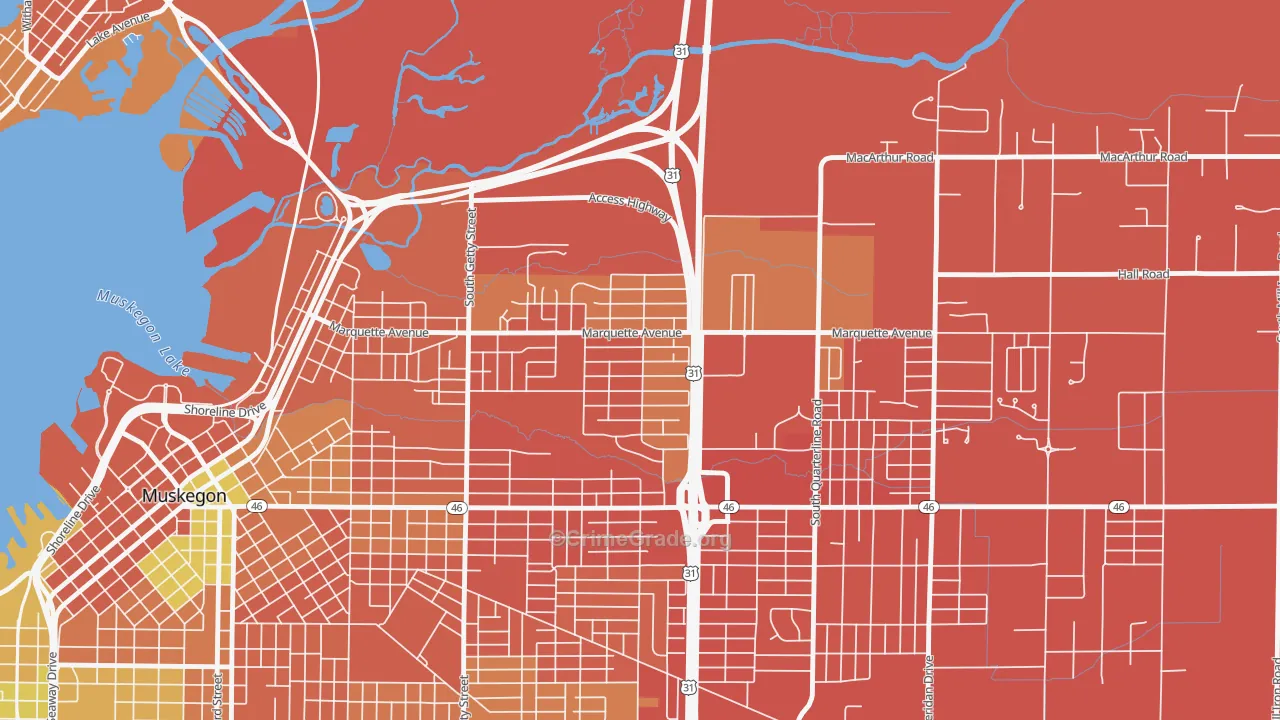 Marquette, Muskegon, MI Map of Theft Rates