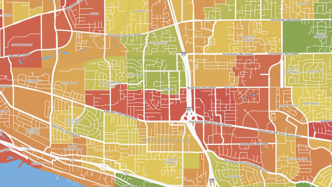 Marrion, Vancouver, WA Map of Theft Rates