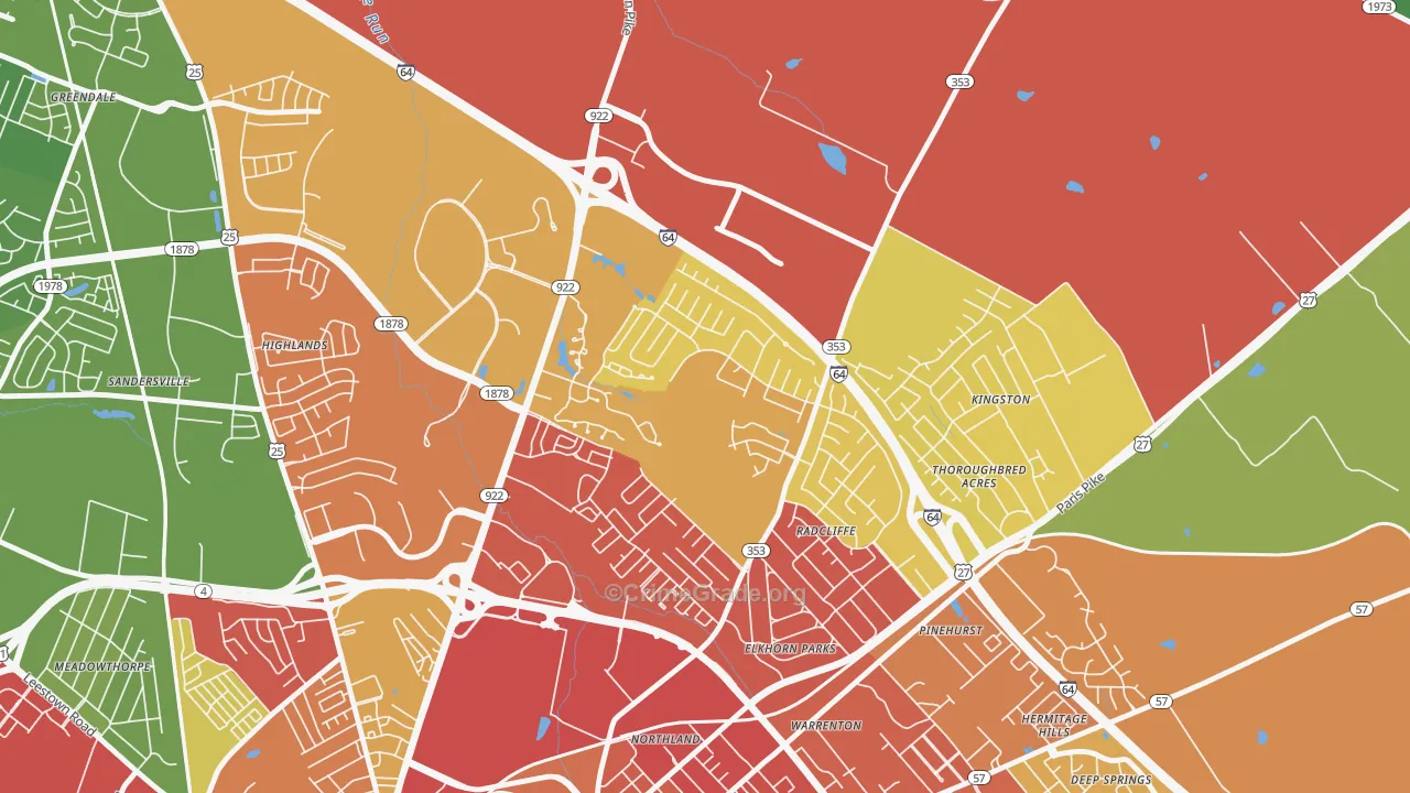 Marriott's Griffin Gate Golf Culb, Lexington, KY Map of Theft Rates