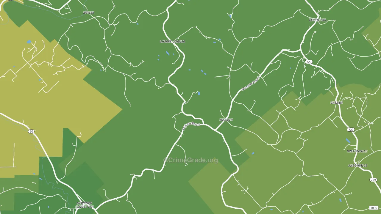 Marron, PA Map of Theft Rates