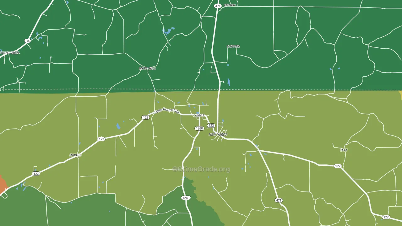 Mars Hill, LA Map of Theft Rates