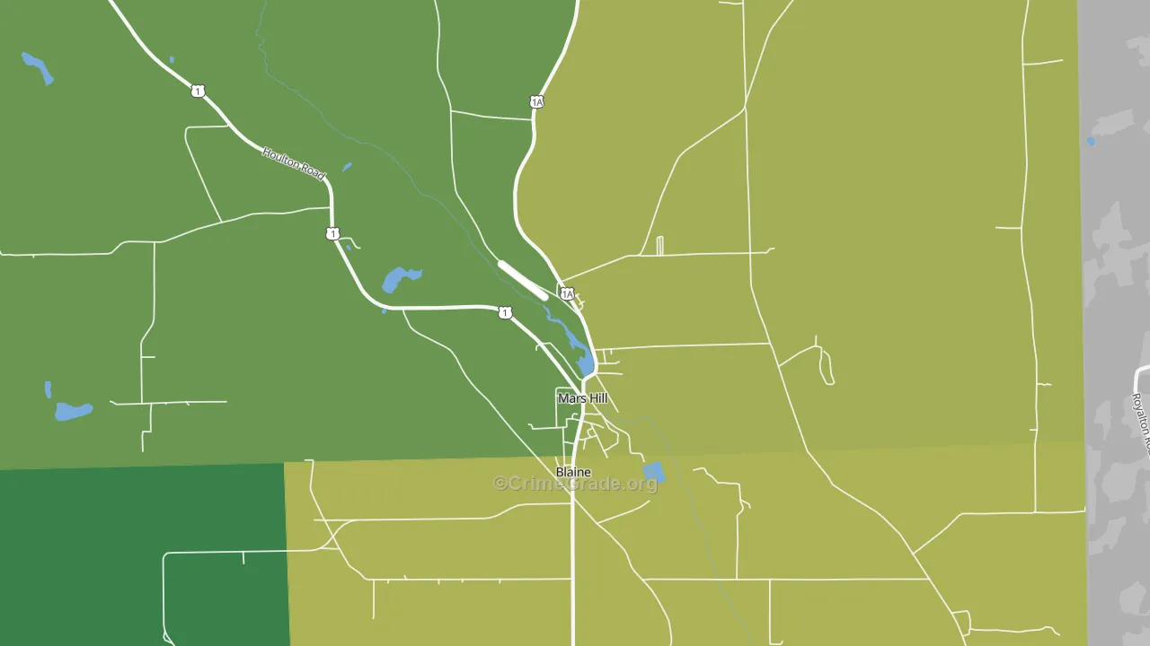 Mars Hill, ME Map of Theft Rates
