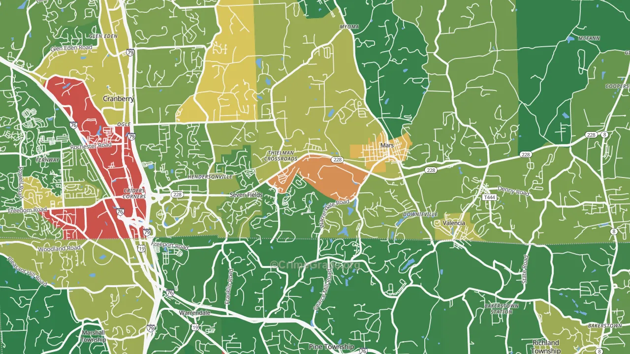 Mars, PA Map of Theft Rates