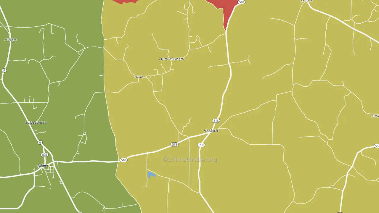 Marsalis, LA Map of Theft Rates