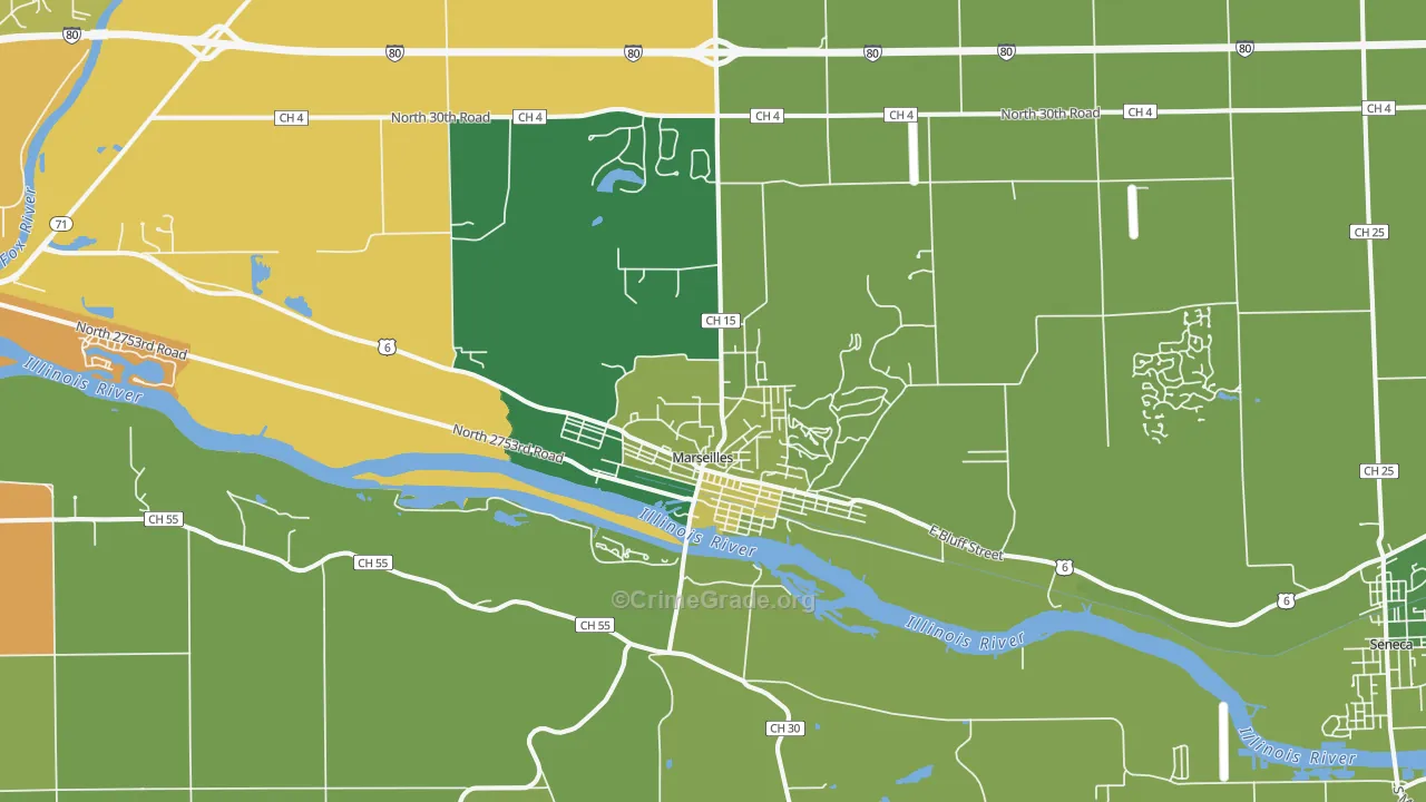Marseilles, IL Map of Theft Rates