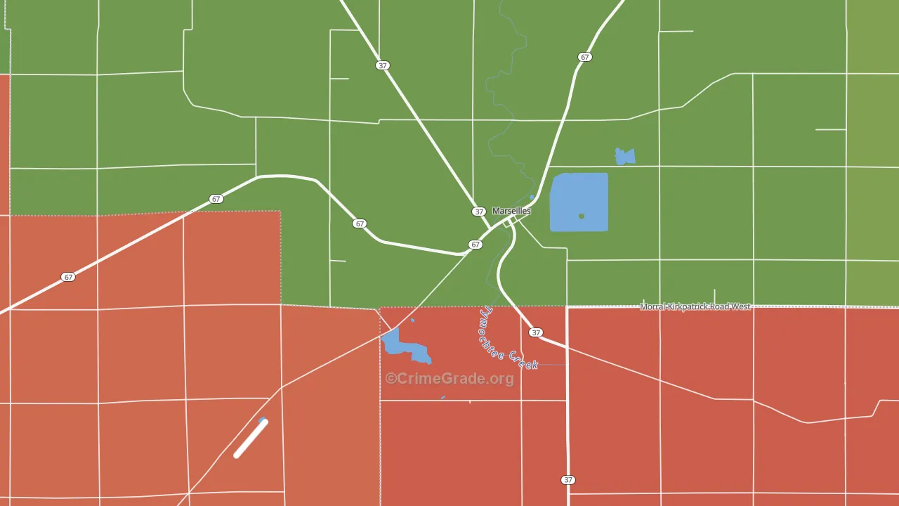 Marseilles, OH Map of Theft Rates