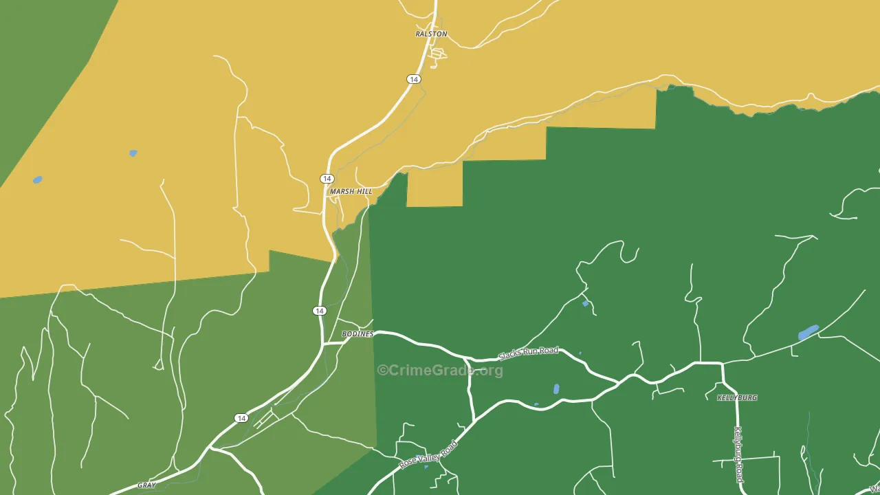 Marsh Hill, PA Map of Theft Rates