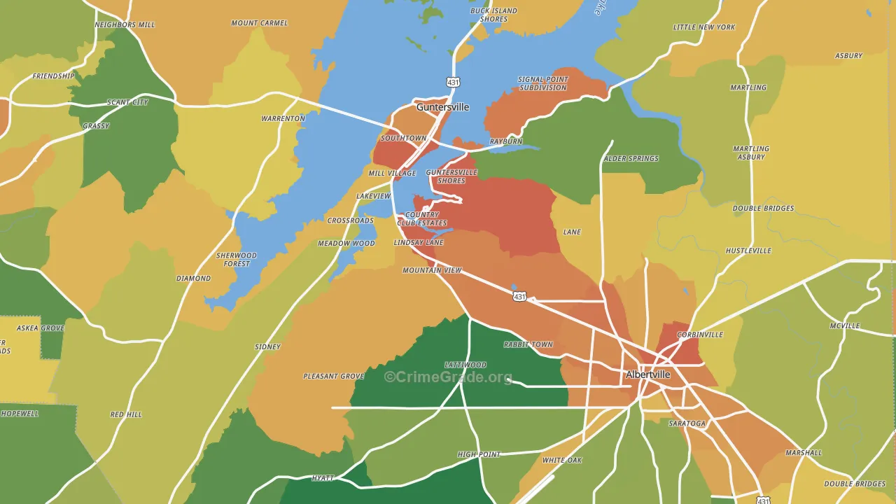 Marshall County, AL Map of Theft Rates