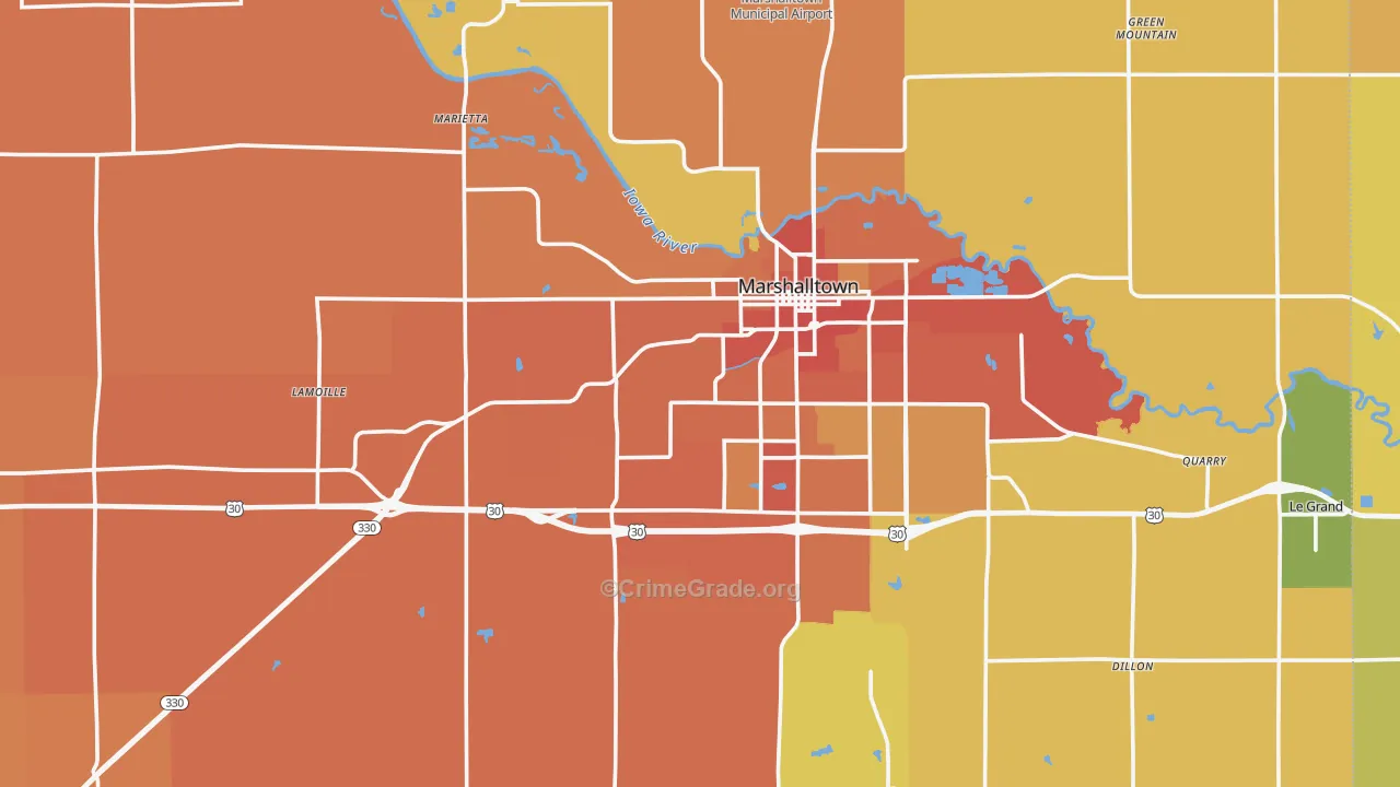 Marshall County, IA Map of Theft Rates