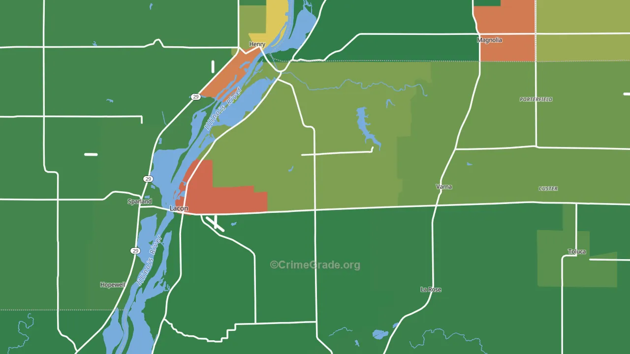 Marshall County, IL Map of Theft Rates