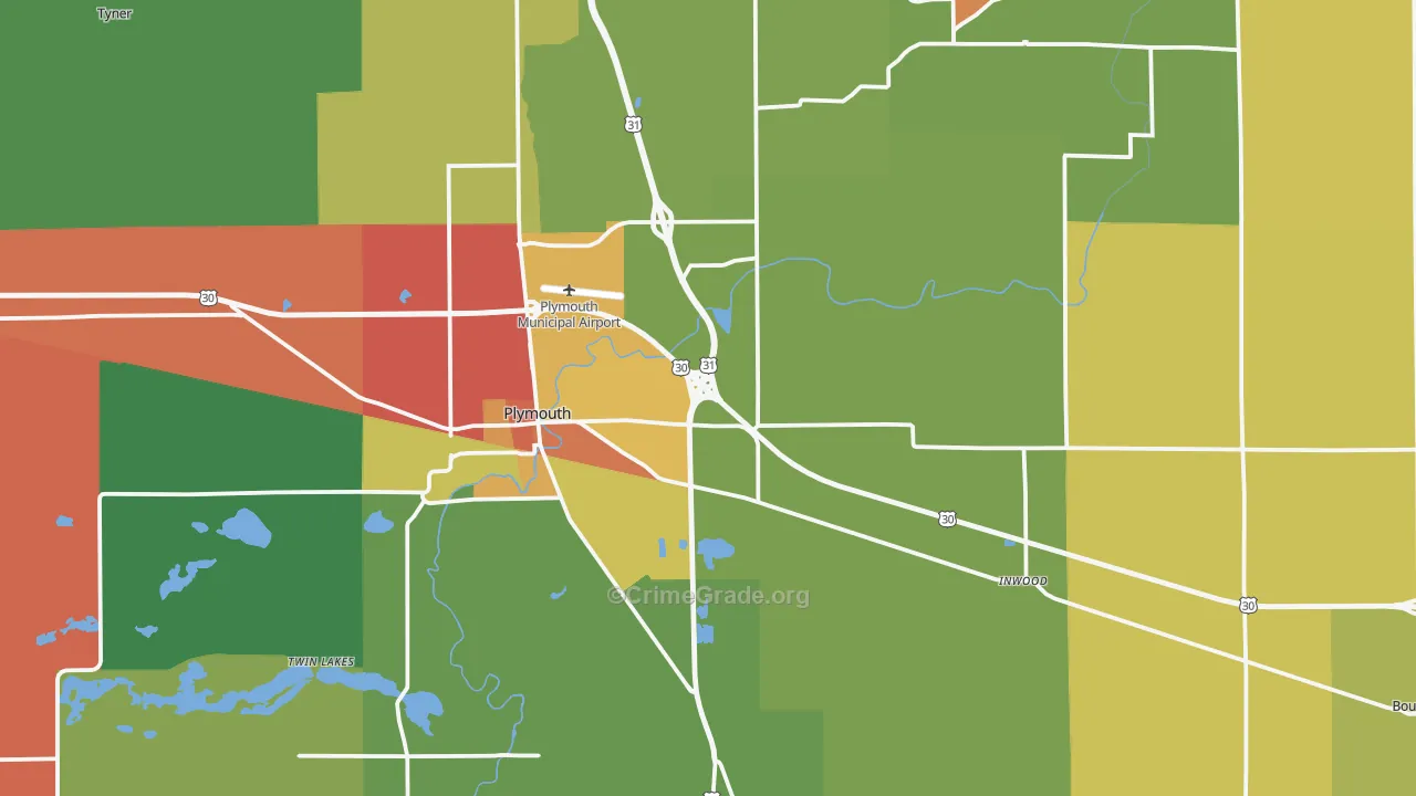 Marshall County, IN Map of Theft Rates