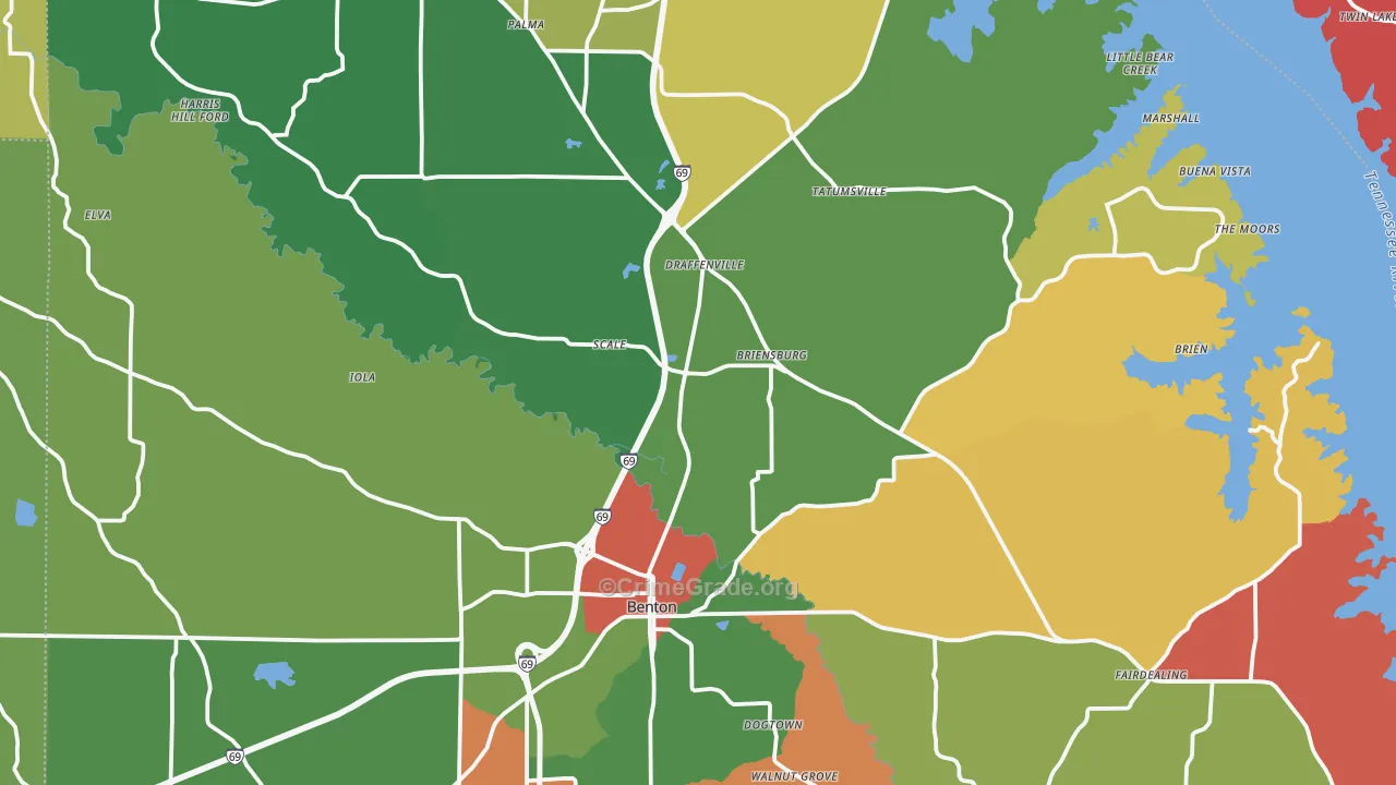 Marshall County, KY Map of Theft Rates