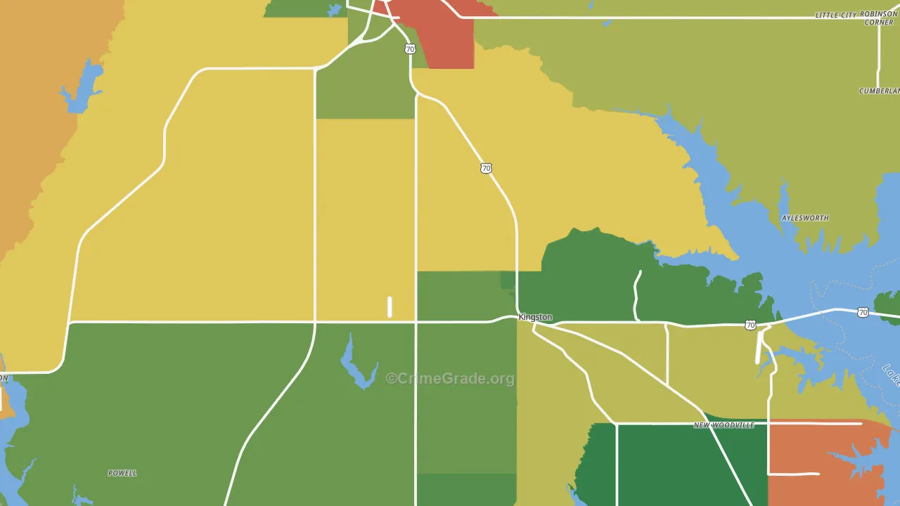 Marshall County, OK Map of Theft Rates